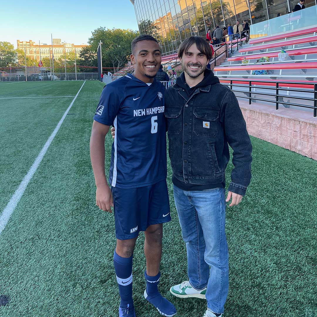 Nicolò Baudo con Yannick Bright alla University of New Hampshire
